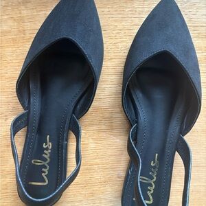 Lulu's Black Flats Sleek Suede Slingback